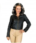 LEATHER SHORT JACKET WITH HOOD