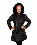 LEATHER LONG JACKET WITH HOOD